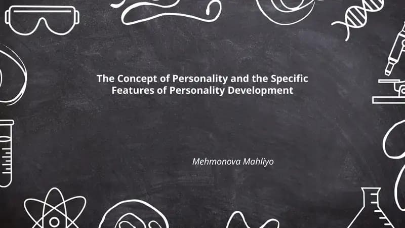 The Concept of Personality and the Specific Features of Personality Development