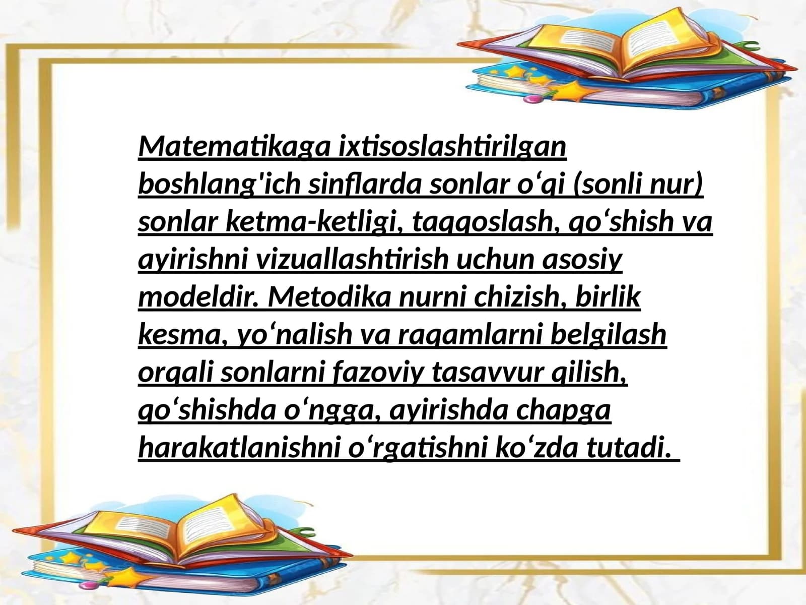 ixtisoslashtirgan boshlang'ich sinflarda son ôqi