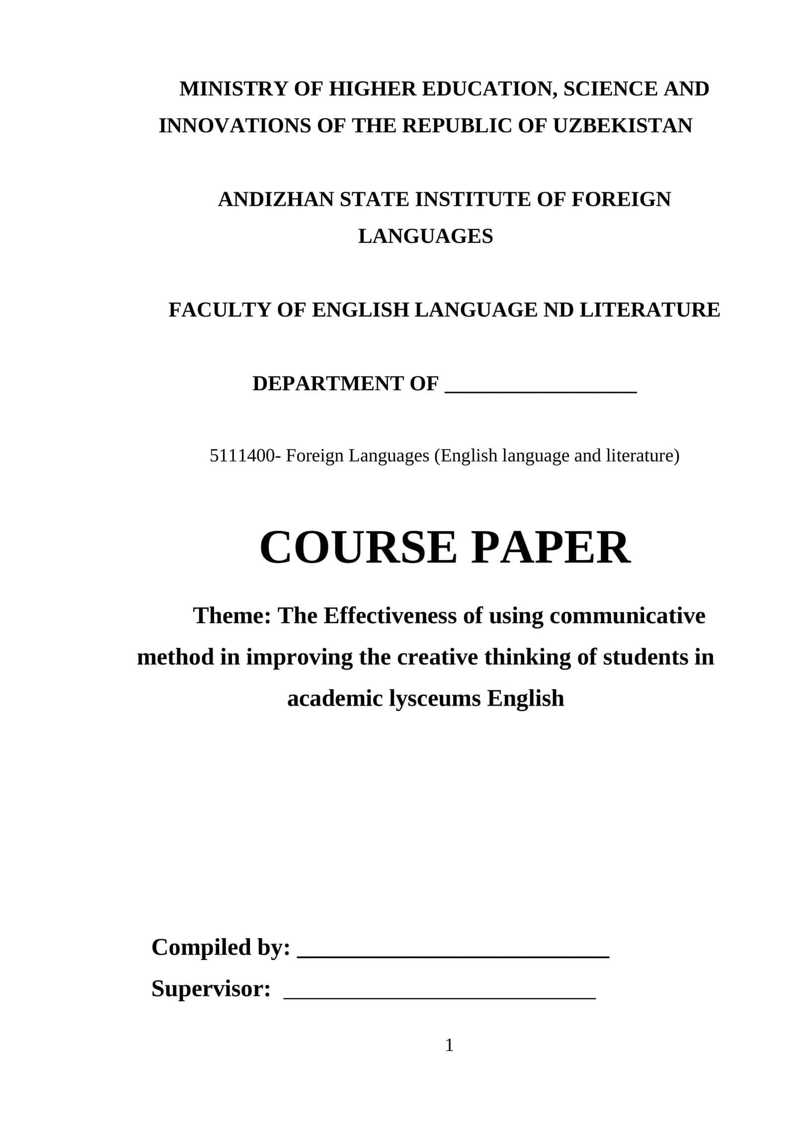 FACULTY OF ENGLISH LANGUAGE ND LITERATURE