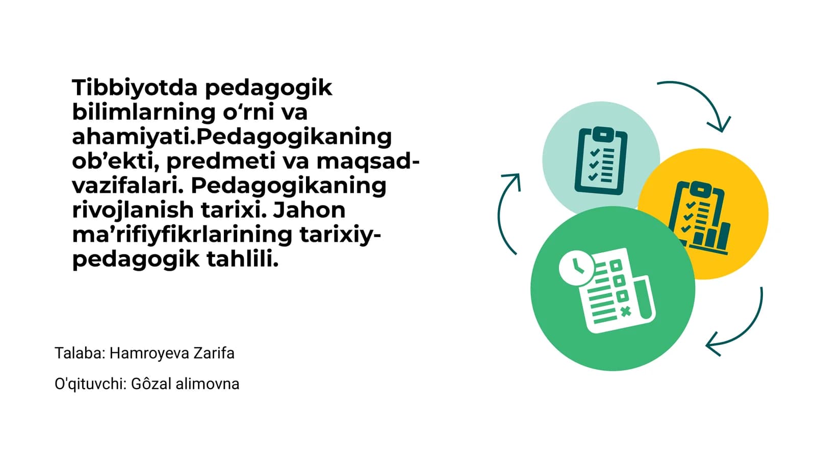 Tibbiyotda pedagogik bilimlarning o‘rni va ahamiyati