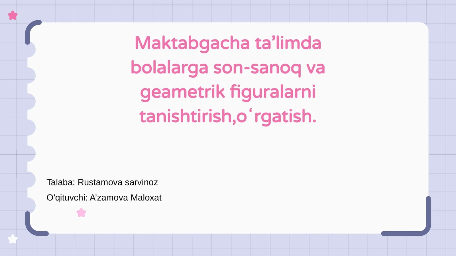Maktabgacha ta’limda son-sanoq va geometrik figuralarni tanishtirish