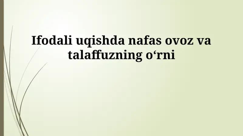 Nafas, ovoz va talaffuz