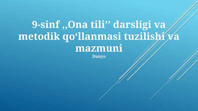 9-sinf Ona tili darsligi va metodik qo'llanmasi