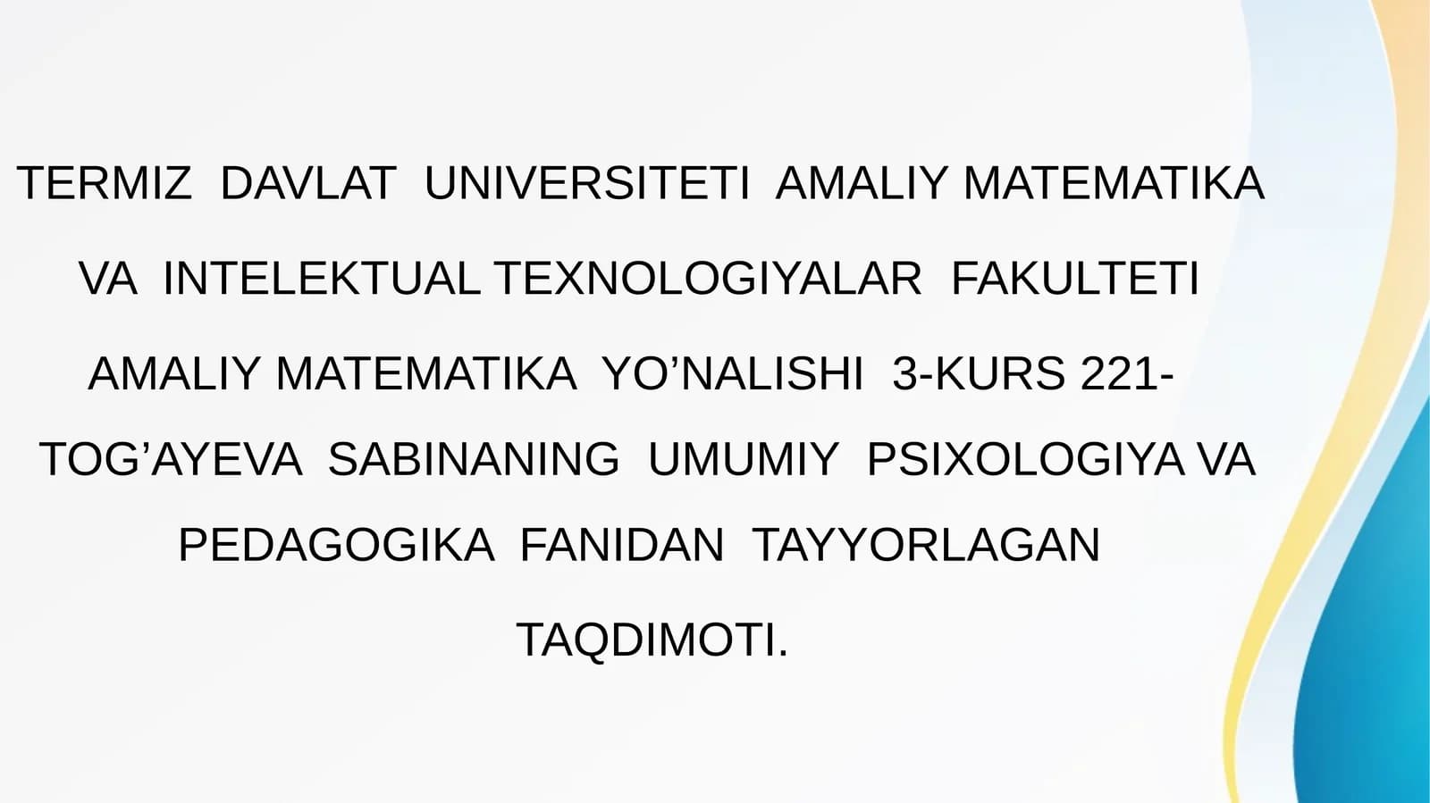 Amaliy Matematika Yo'nalishi 3-kurs 221