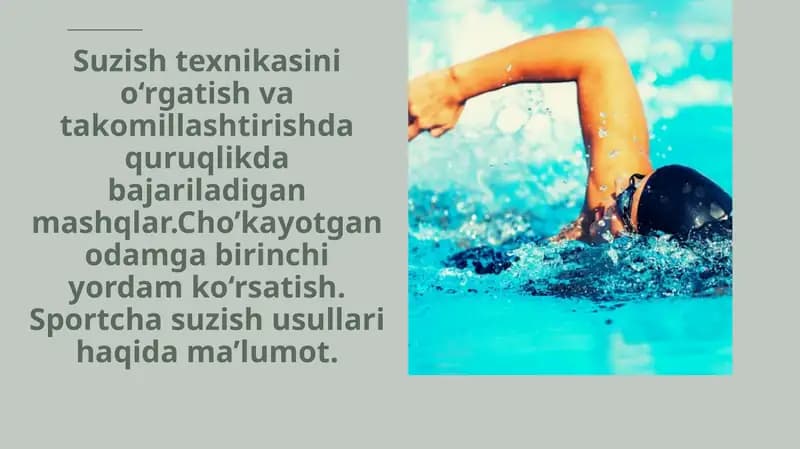 Suzishtexnikasini o‘rgatish va takomillashtirish