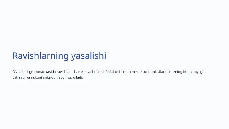 O'zbek tili grammatikasi - Ravishlar