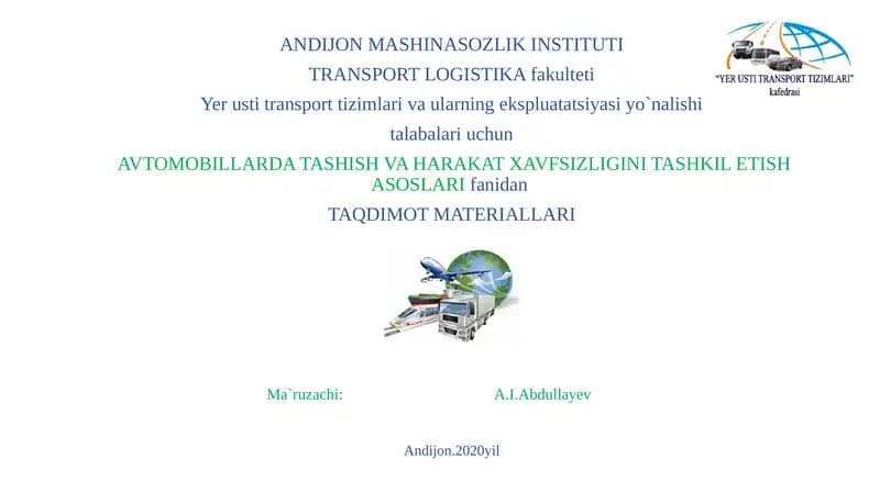 Transportturini tanlash va uslublari
