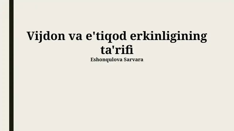 Vijdon va e'tiqod erkinligining ta'rifi