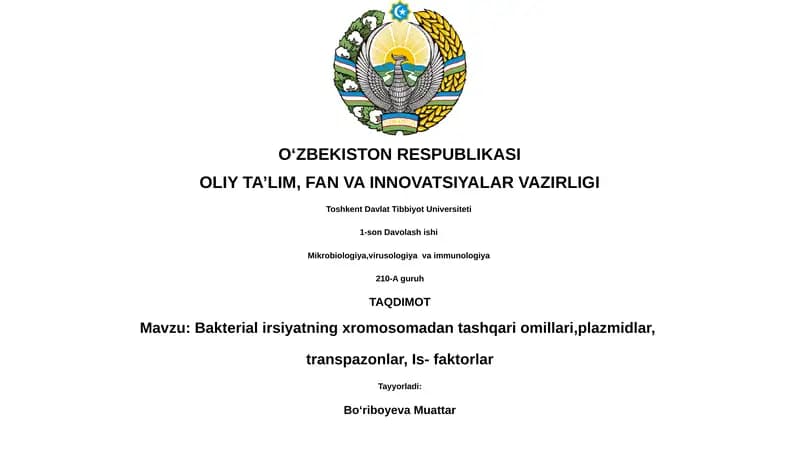 Bakterial irsiyatning xromosomadan tashqari omillari