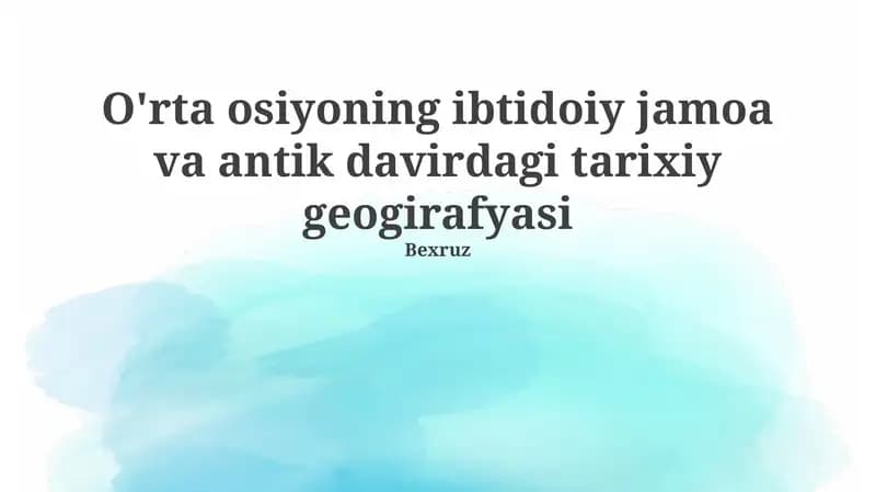 Markaziy Osiyo tarixiy geografiyasi