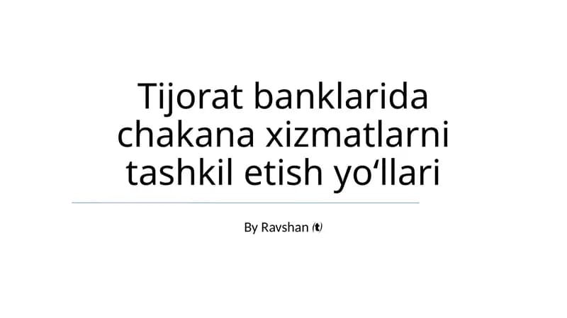 Chakana xizmatlarni tashkil etish yo'qlarl