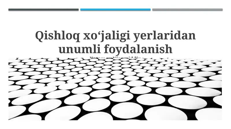 Qishloq xoʻjaligi yerlaridan unumli foydalanish