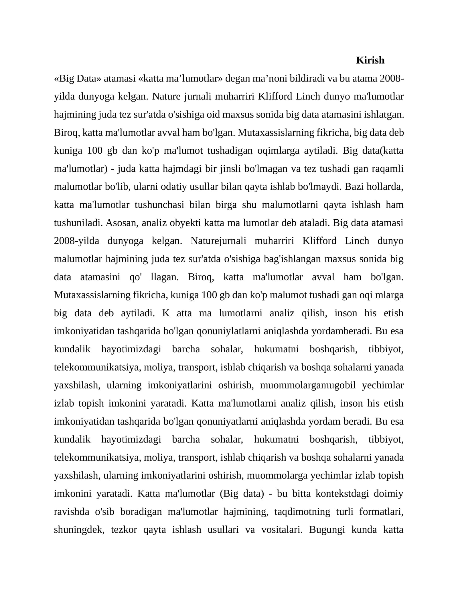 Katta ma'lumotlar (Big Data)