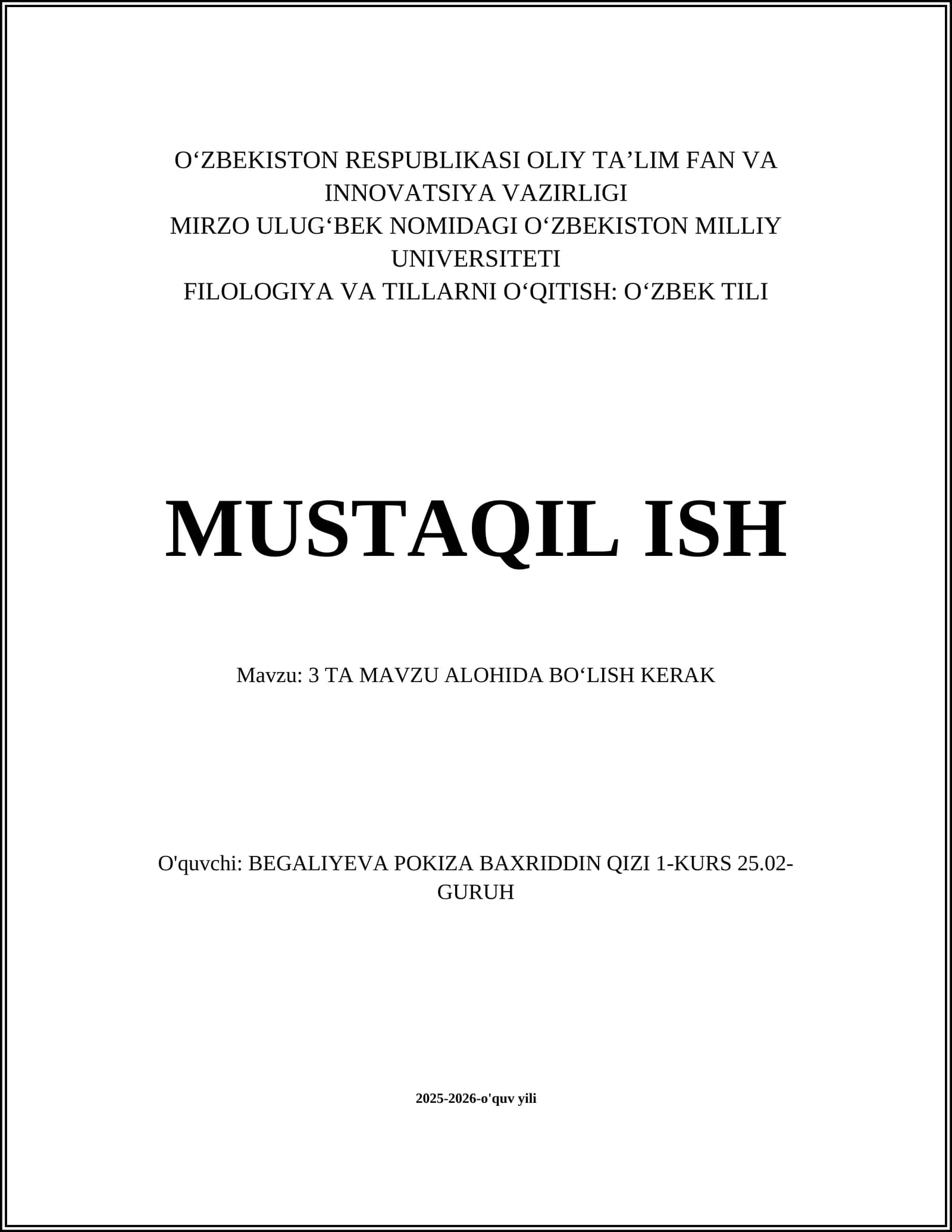 Matematika Dars Rejasi
