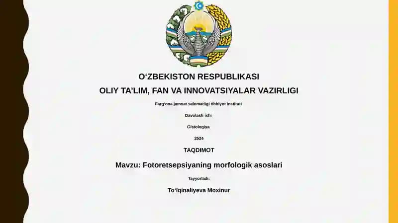 Fotoretsepsiyaning morfologik asoslari