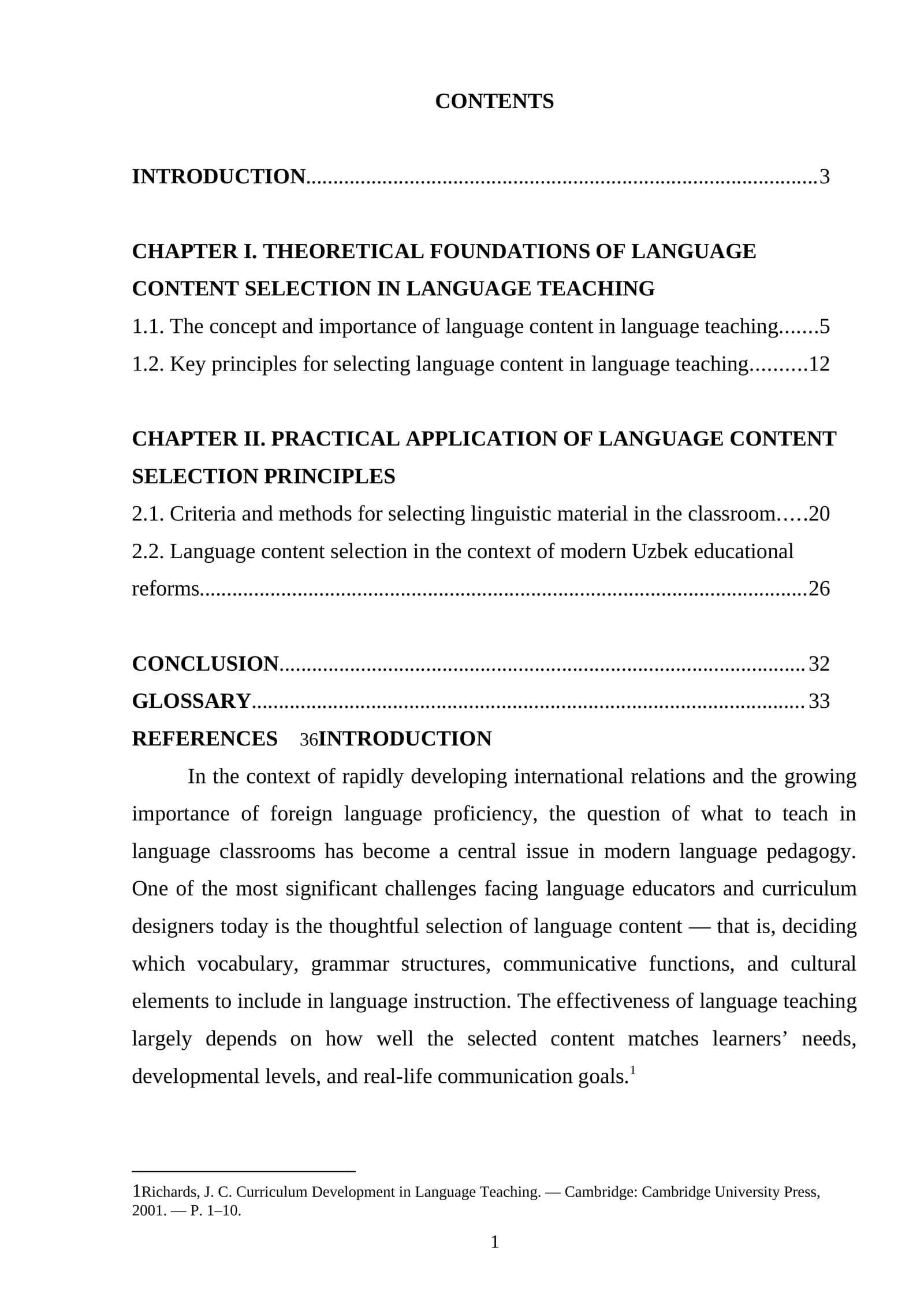 The principles for the selection of language content in language teaching