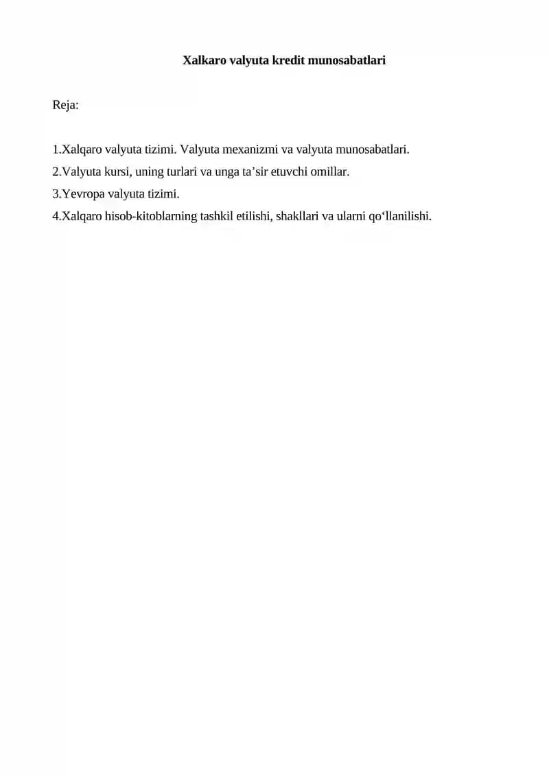 Xalkaro valyuta kredit munosabatlari