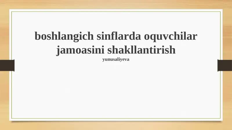Jamoa tuzishning asoslari