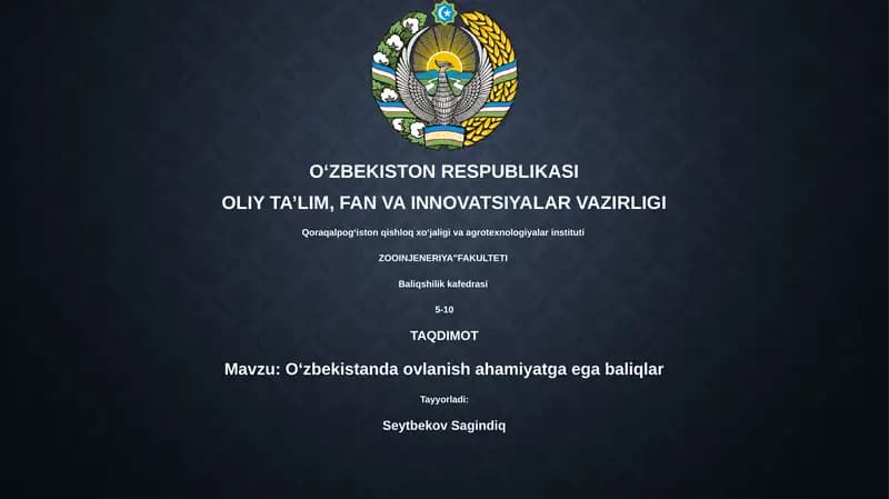 O'zbekistonda ovlanish ahamiyatga ega baliqlar