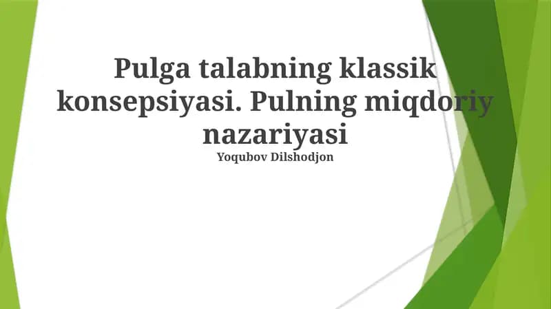 Pulga talabning klassik konsepsiyasi