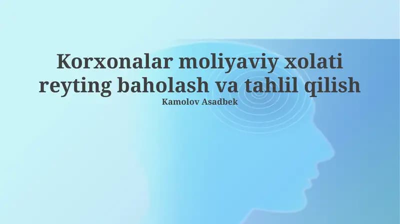 Korxonalar moliyaviy xolati reyting baholash va tahlil qilish