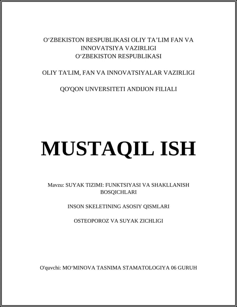 SUYAK TIZIMI: FUNKTSIYASI VA SHAKLLANISH BOSQICHLARI