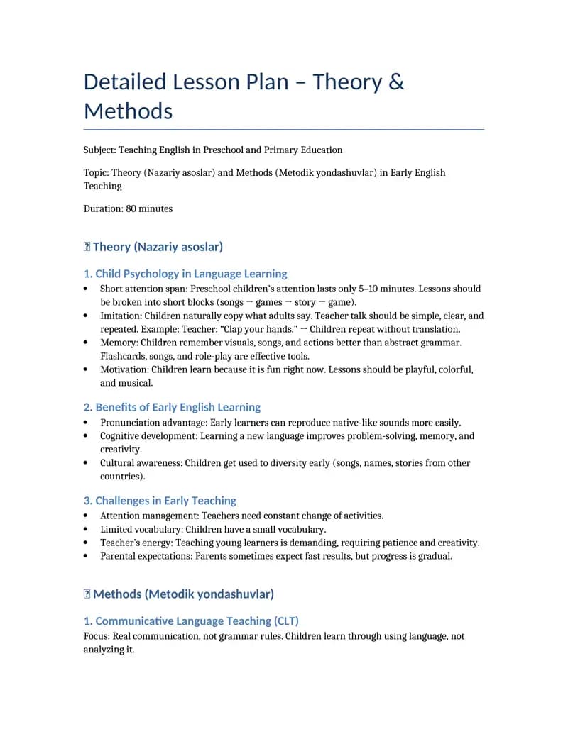 Teaching English in Preschool and Primary Education