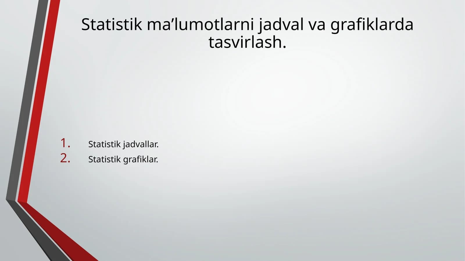 Statistik maʼlumotlarni jadval va grafiklarda tasvirlash