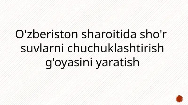 O'zberistonsharoitidasho'r suvlarnichuchuklashtirishg'oyasi