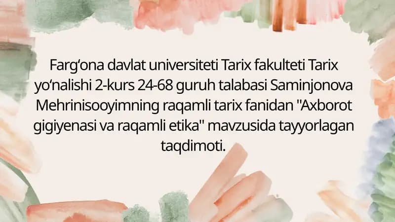 Axborot gigiyenasi va raqamli etika
