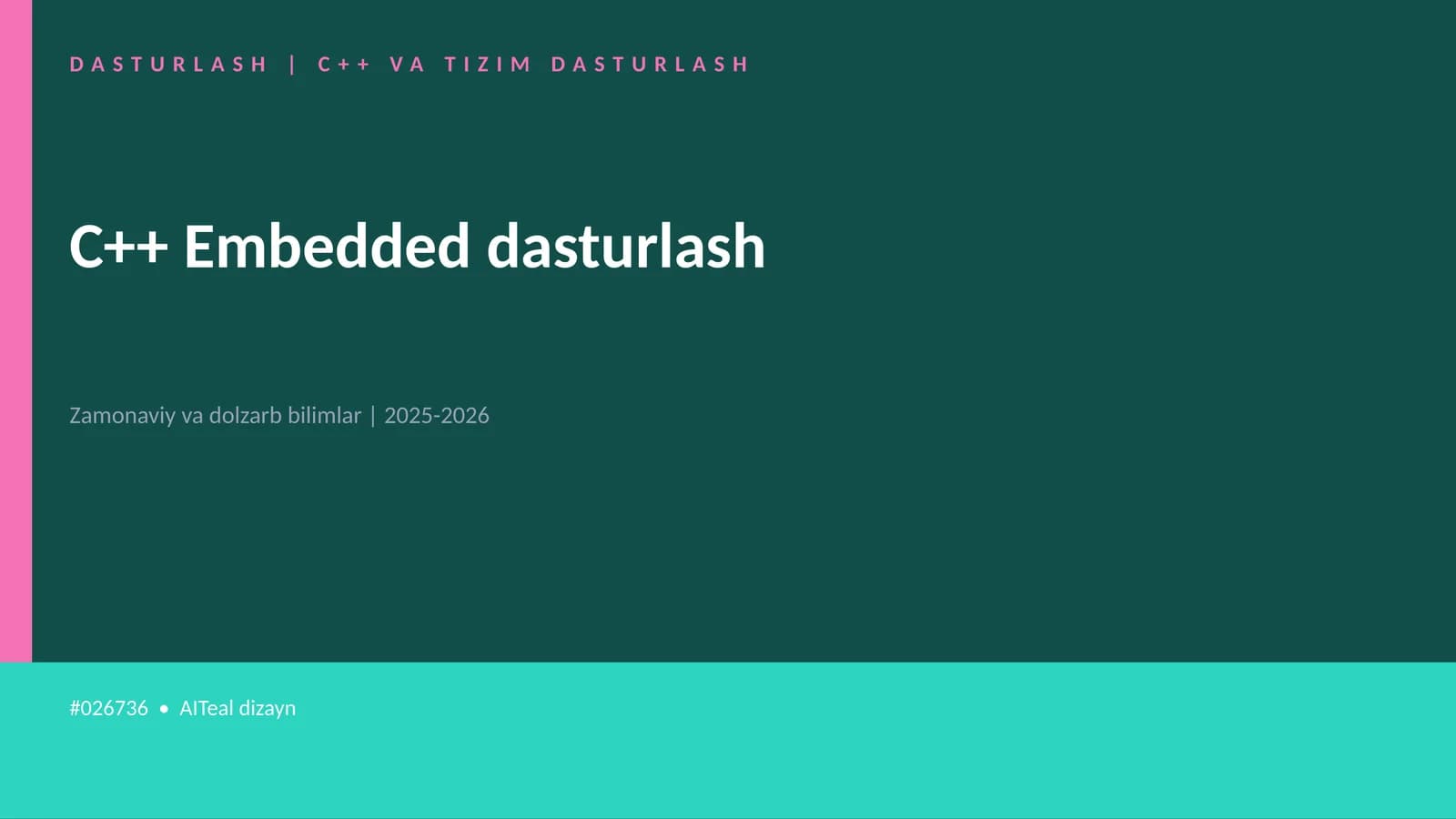 C++ VA TIZIM DASTURLASH