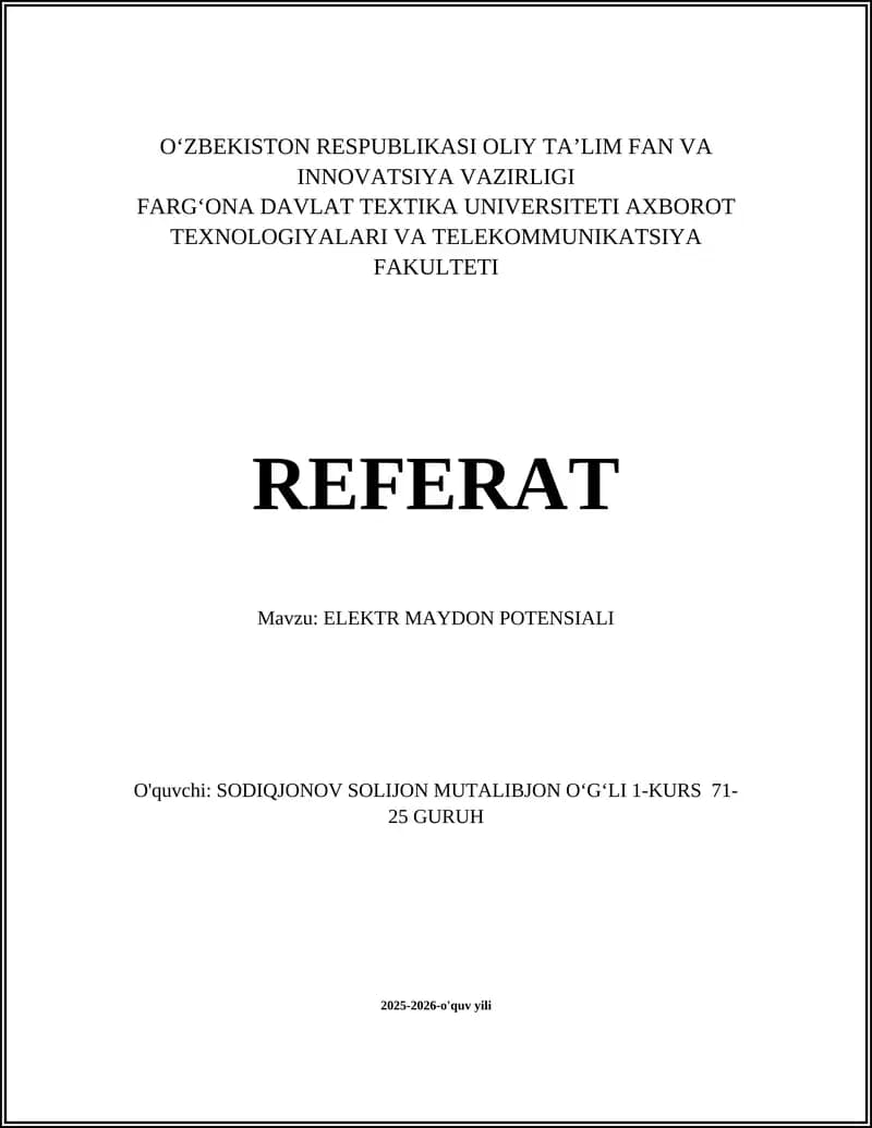 ELEKTR MAYDON POTENSIALI