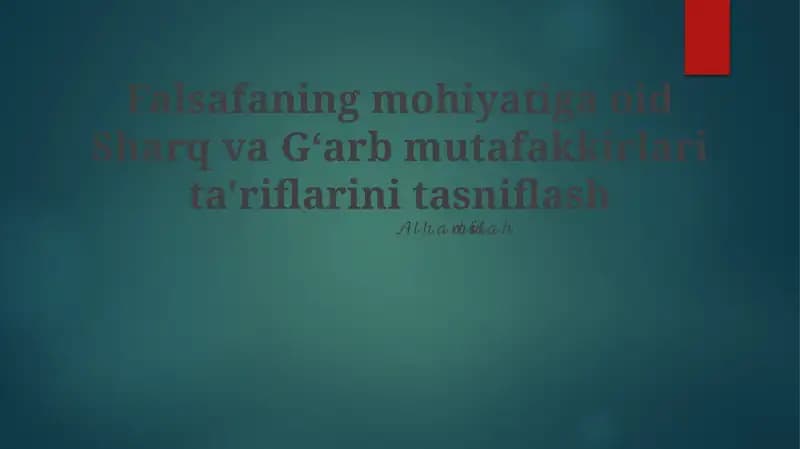 Sharqiy va G'arbiy Falsafa Nuqtai Nazarlarini Taqqoslash va Qarama-Qarshi Qo'yish