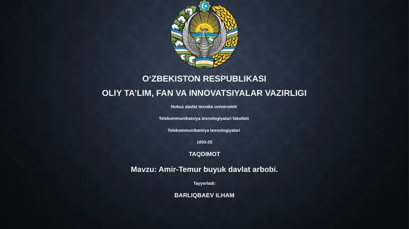 Amir-Temur buyuk davlat arbobi