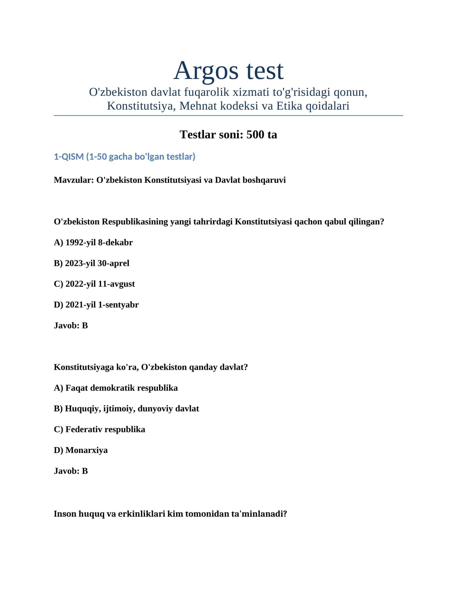 Argos test