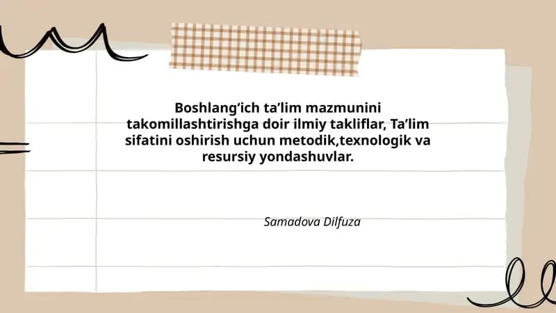 Boshlang‘ich ta'limga doir takliflar