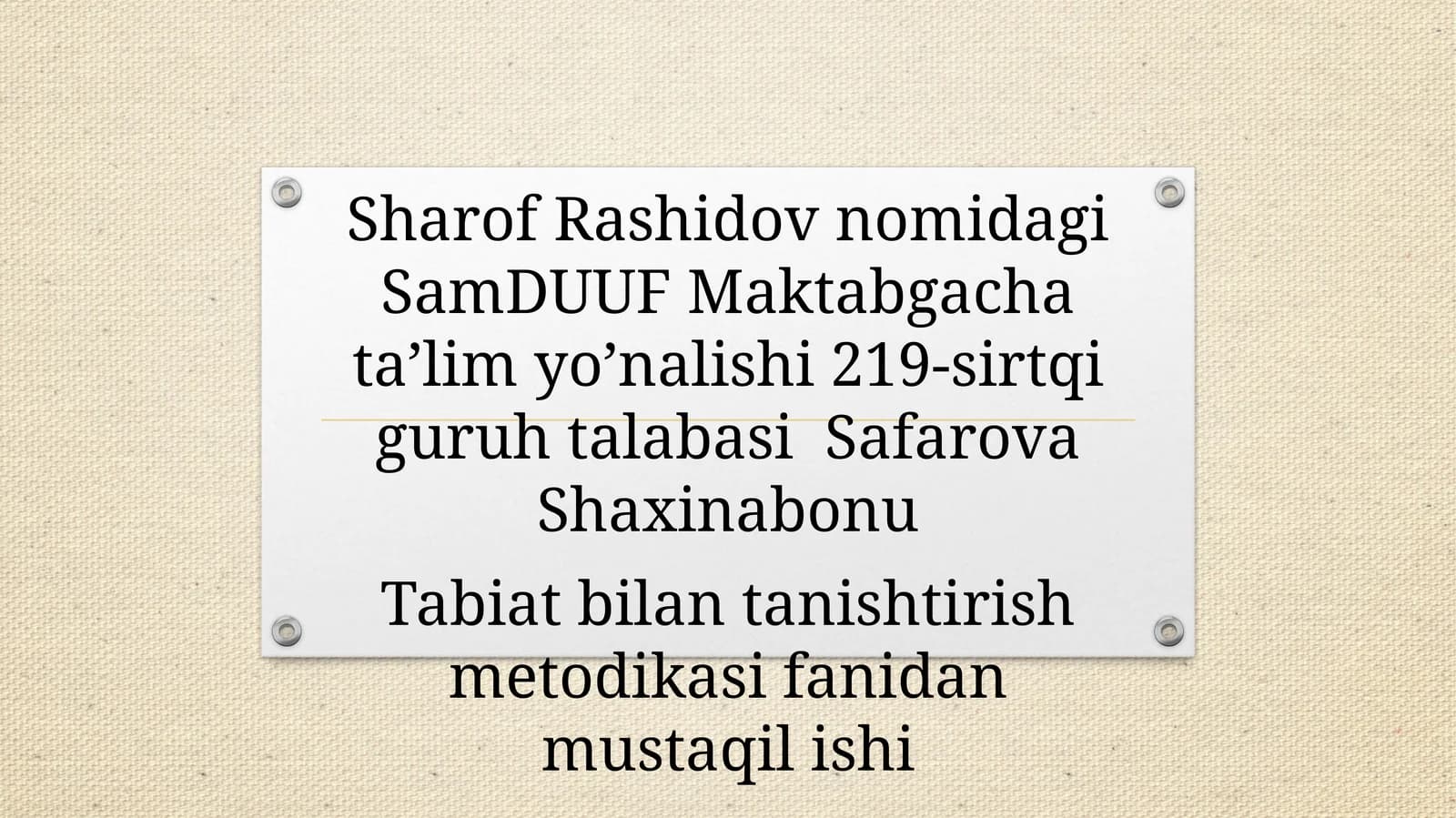 O’rtaguruhdatabiatgaoido’yinlarnitashkiletishningmashg’ulotishlanmalarinituzish