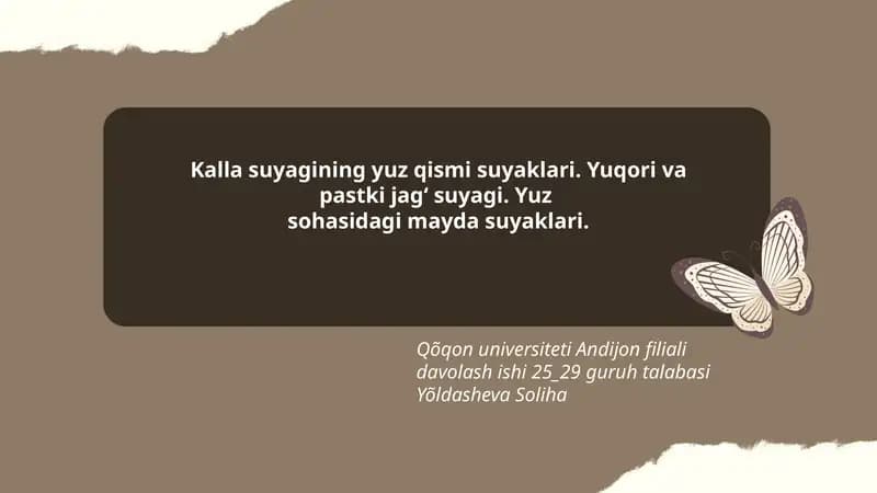 Kalla suyagining yuz qismi suyaklari