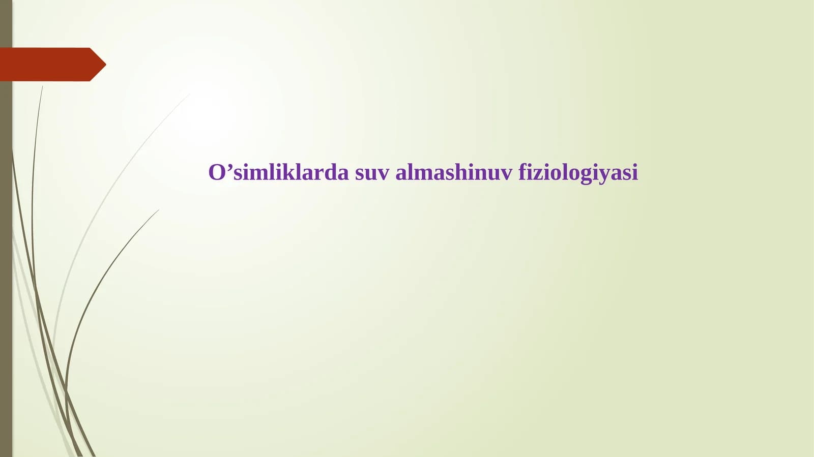 O’simliklarda suv almashinuv fiziologiyasi