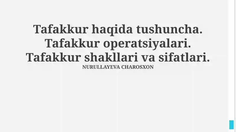 Tafakkur haqida tushuncha