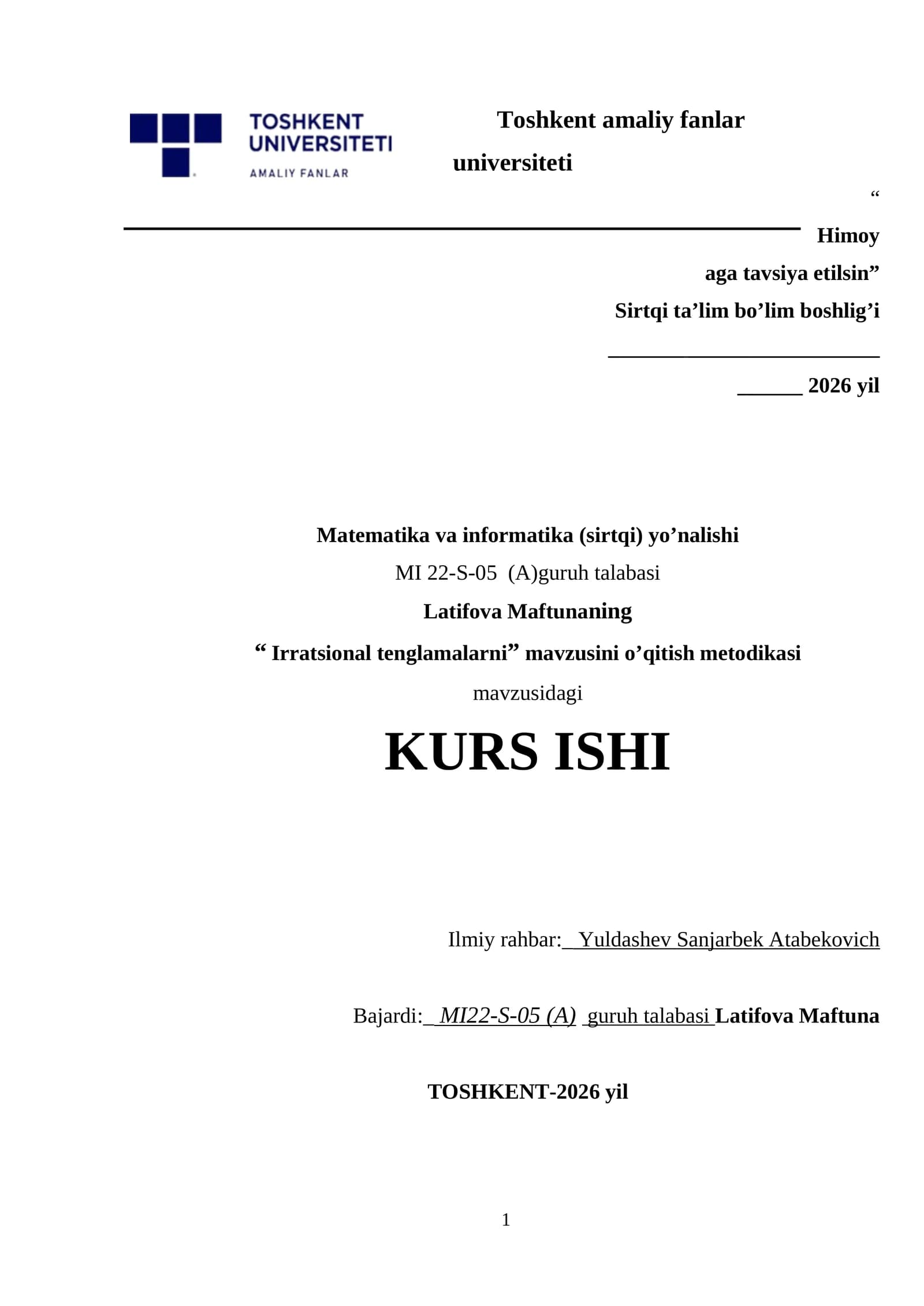 Irratsional tenglamalarni