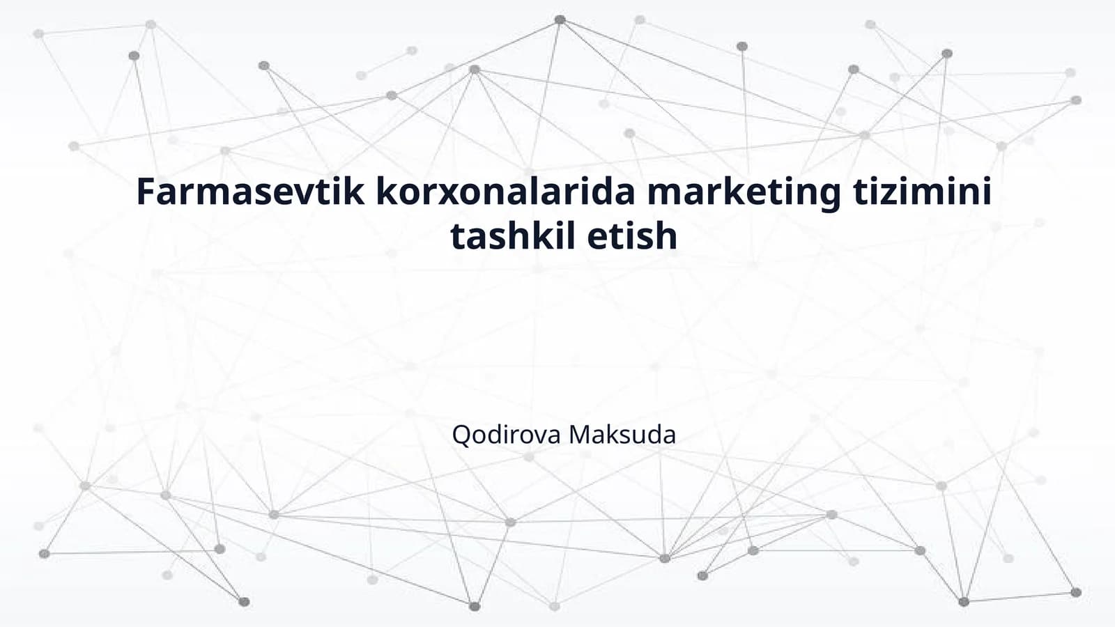 Farmasevtik korxonalarida marketing tizimini tashkil etish
