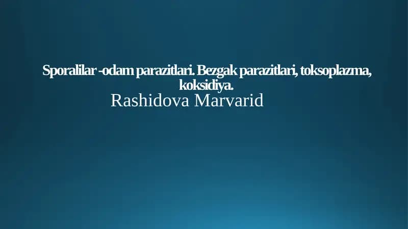 Sporalilar -odam parazitlari, Bezgak parazitlari, Toksoplazma, Koksidiya