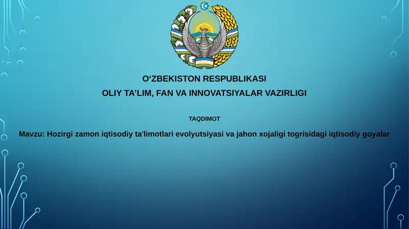 Zamonaviy iqtisodiy ta'limotlar evolyutsiyasi