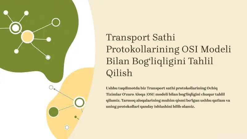 Transport Sathi Protokollarining OSI Modeli Bilan Bog‘liqligini Tahlil Qilish