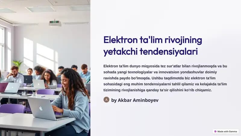 Elektron ta'lim rivojining yetakchi tendensiyalari