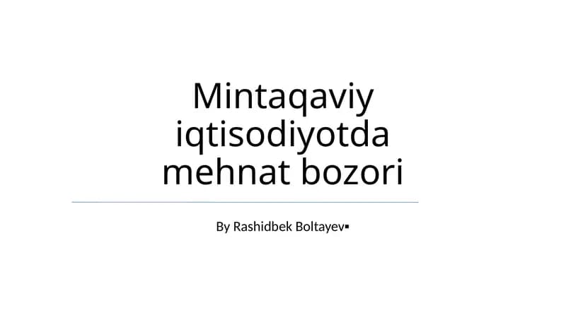 Mehnat Bozori Dinamikasi va Migratsiya