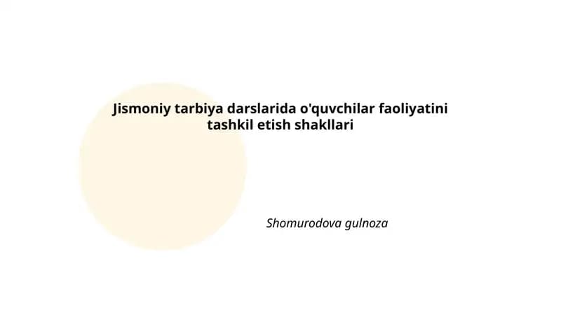 Frontal dars shakli jismoniy tarbiya mashgʻulotlarida