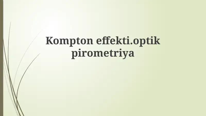 Kompton effekti, Optik pirometriya