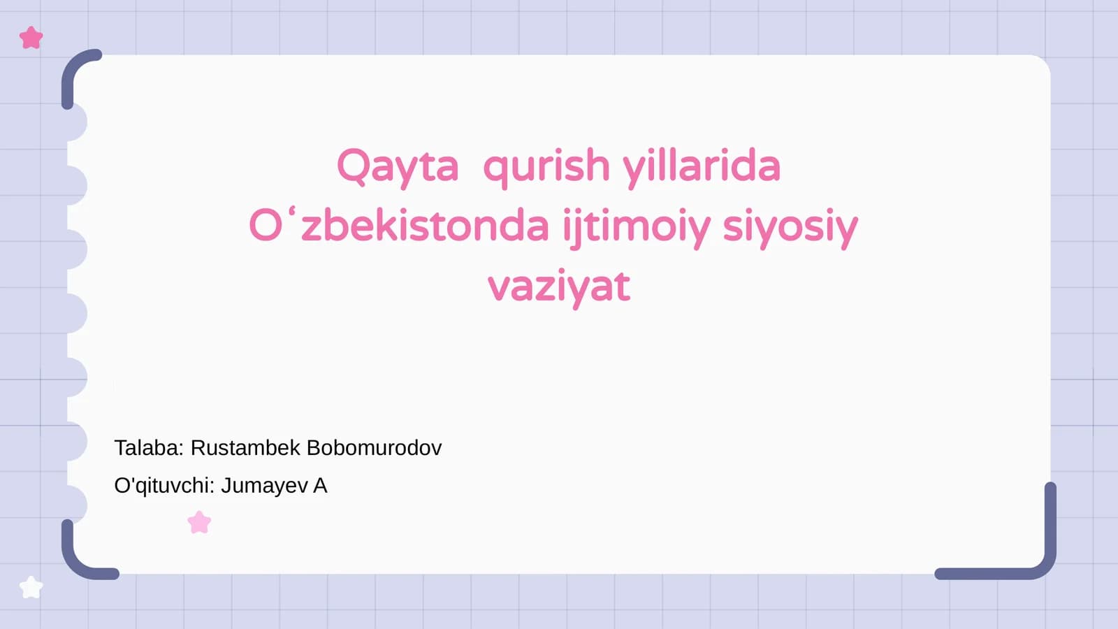 Qayta qurish yillarida Oʻzbekistonda ijtimoiy siyosiy vaziyat
